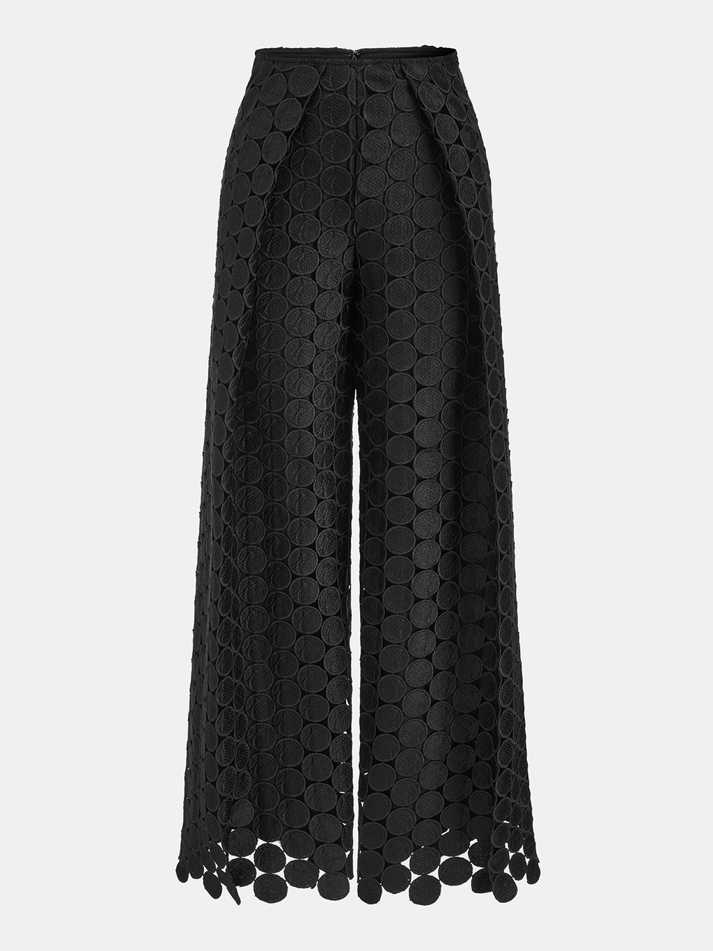 Mid-Waist Circular Applique Wide-Leg Pants