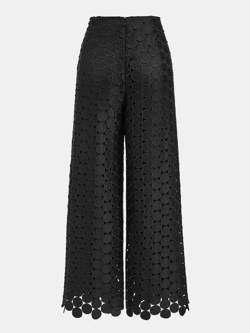 Mid-Waist Circular Applique Wide-Leg Pants