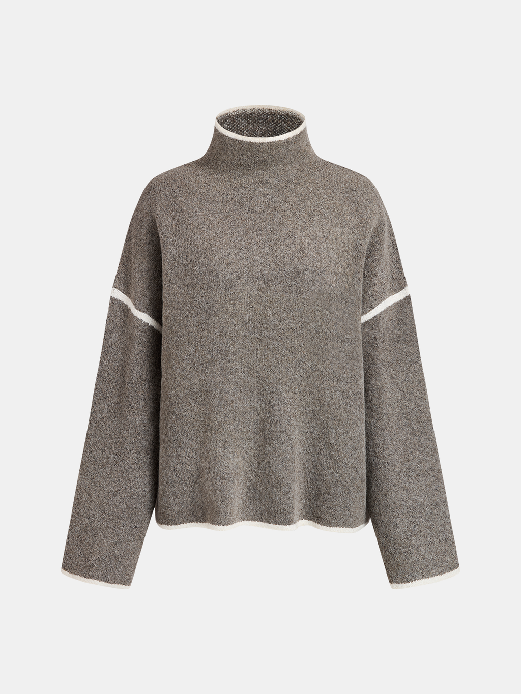 Mock Neck Contrast Trim Sweater