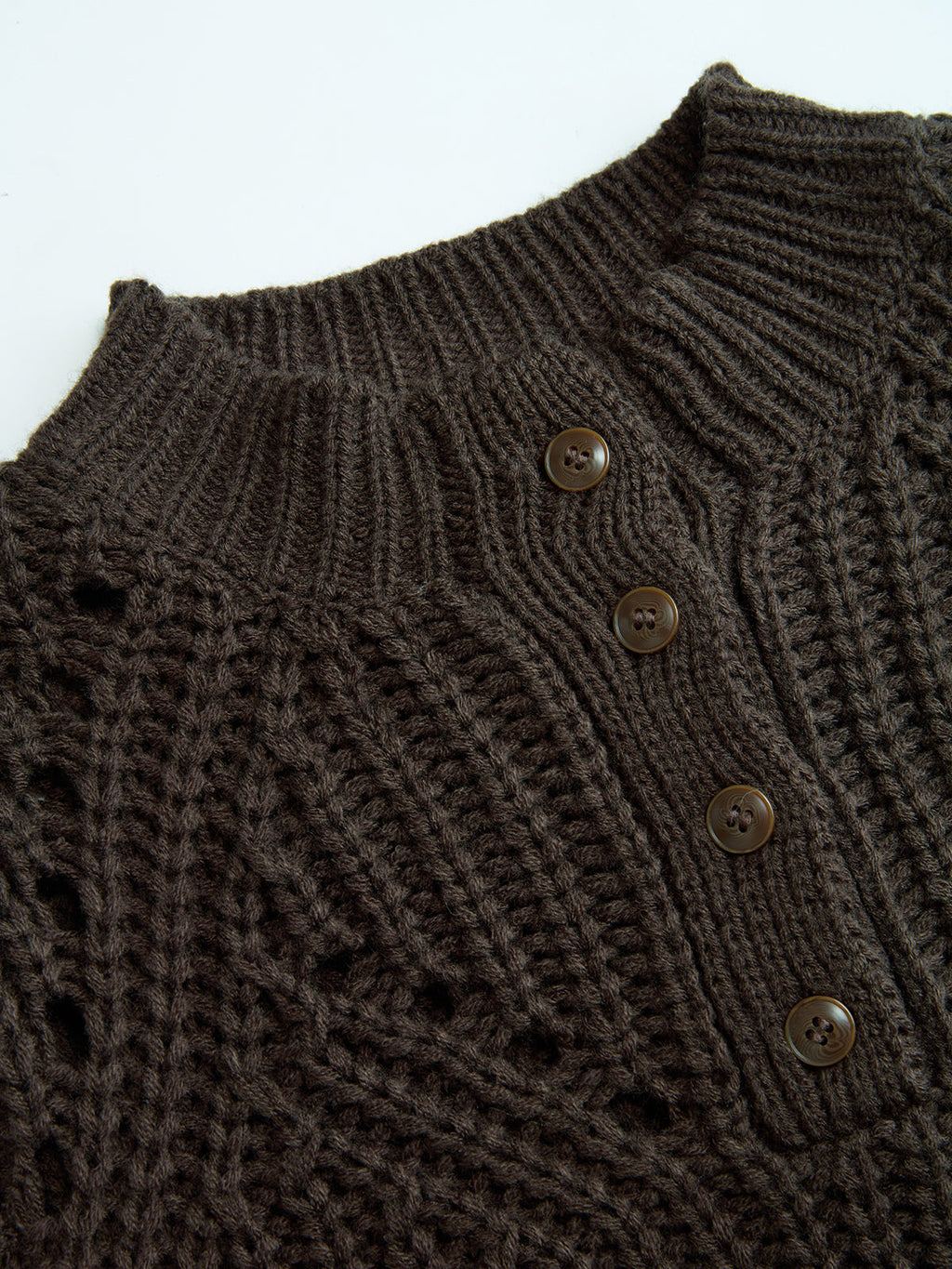 Tie-Waist Button-Front Knit Sweater