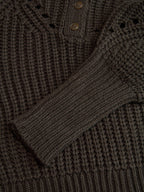 Tie-Waist Button-Front Knit Sweater