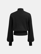 Mock Neck Lace Panel Sweater