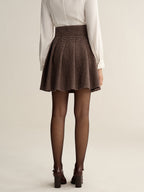 Houndstooth High-Waisted Pleated Mini Skirt