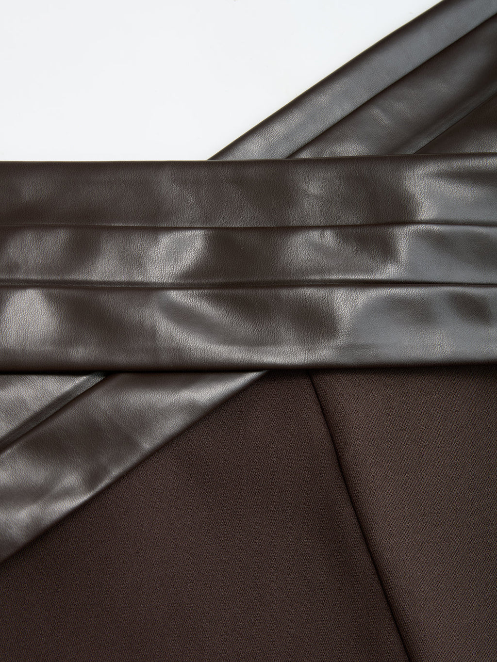 Crossed Faux Leather Waist A-Line Skirt