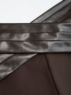 Crossed Faux Leather Waist A-Line Skirt