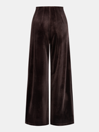 Velvet Asymmetric Waist Wide-Leg Pants