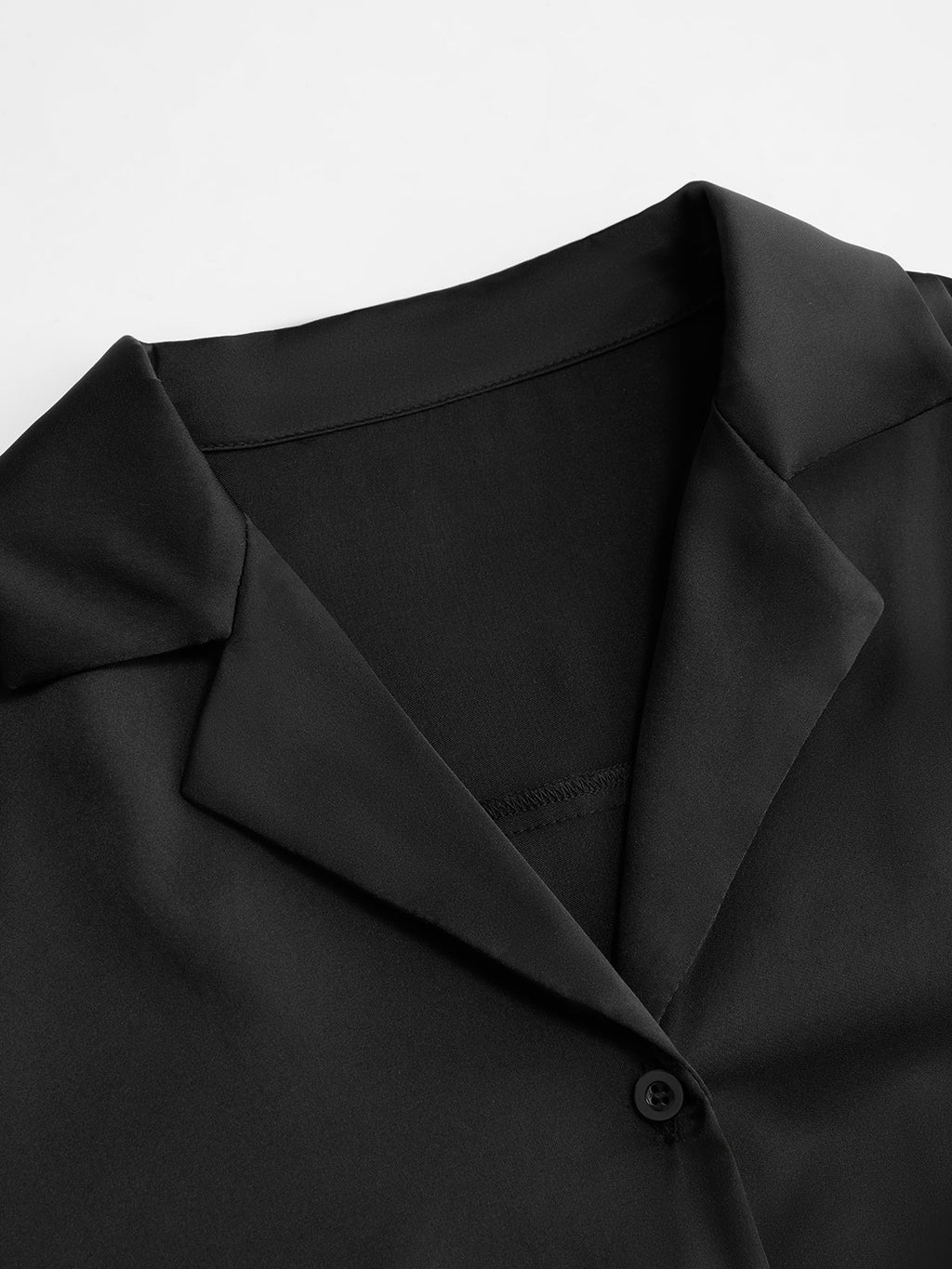 Long Sleeve Lapel Wrap Oversized Satin Shirt