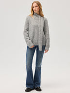 Wool-Blend Scarf-Attached Sweater