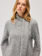 Wool-Blend Scarf-Attached Sweater