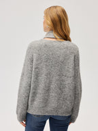 Wool-Blend Scarf-Attached Sweater