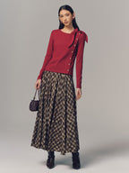 Plaid Pleated Maxi Skirt