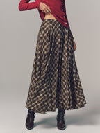 Plaid Pleated Maxi Skirt