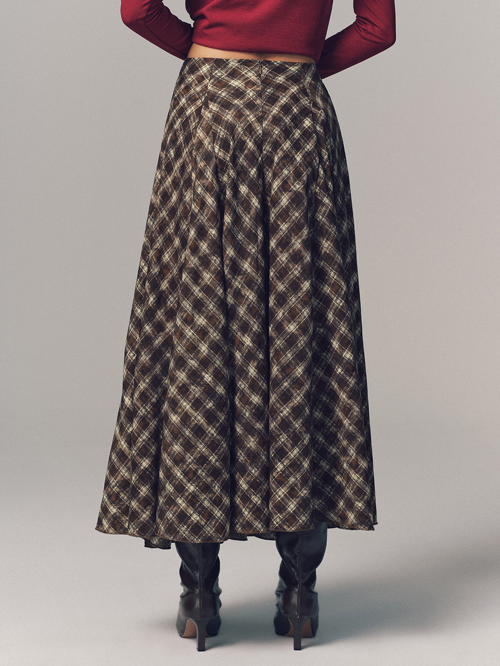 Plaid Pleated Maxi Skirt