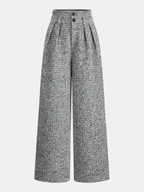 Wool Blend Double Waistband Tweed Pants