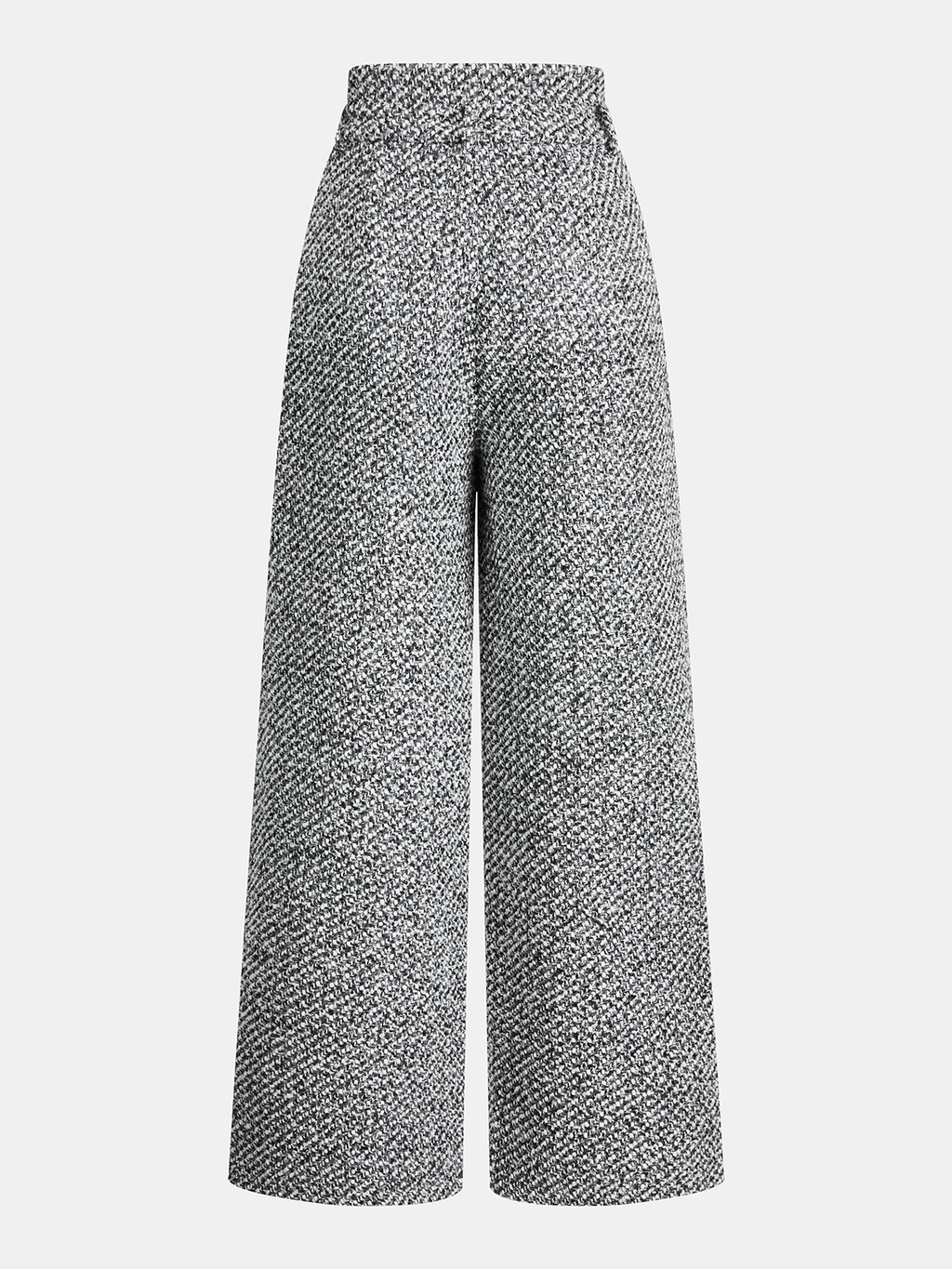 Wool Blend Double Waistband Tweed Pants