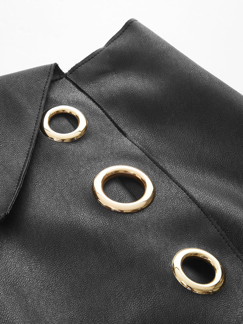 Faux Leather Ring Accent Asymmetric Skirt