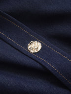 Bow Neck Denim Shirt
