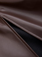Back Slit Faux Leather Midi Pencil Skirt