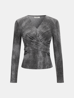 Cross-Front Long-Sleeve Top