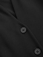 Stand Collar Pleated Cuff Button-Front Blouse