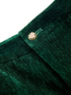 Velvet Metal-Button Mid-Waist Shorts