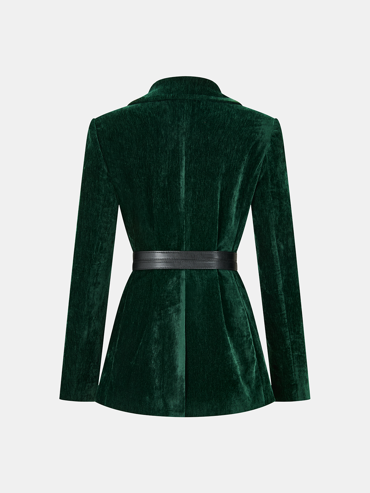 Velvet Belted Metal Button Blazer