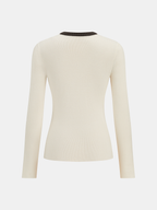 Metal Detail Color-Block Long Sleeve Knit Top