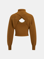 Turtleneck Overlay and Cami Top Knit Two-Piece Set