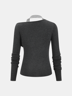 Wool-Blend Asymmetrical Cold-Shoulder Knit Top