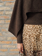 Wool-Blend Capelet-Sleeve Knit Top