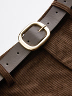 Belted Corduroy Pleated Shorts