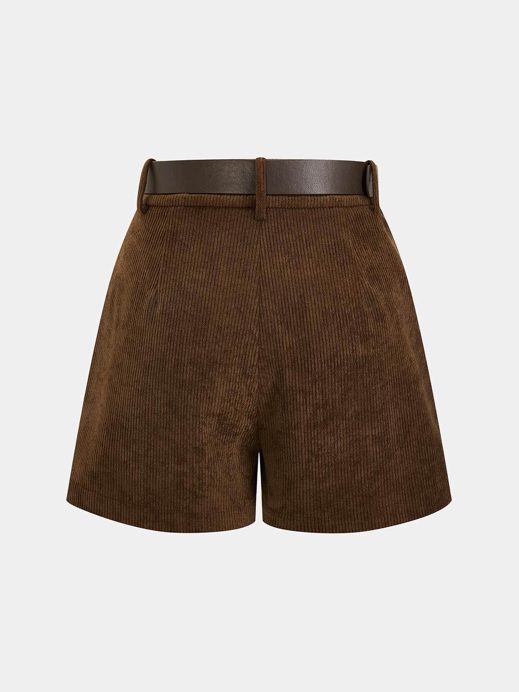 Belted Corduroy Pleated Shorts