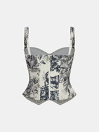 Ink Wash Painting Print Corset Top