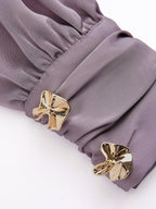 Satin Tie-Neck Puff Sleeve Blouse