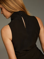 Stitched Tie-Neck Sleeveless Top