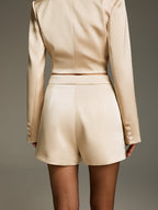 Satin Mid-Waisted Tailored Shorts