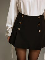 Metal Detail Pleated Mini Skirt