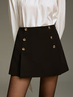 Metal Detail Pleated Mini Skirt