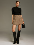 Tweed Plaid Mini Skirt