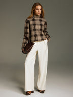 Wool-Blend Plaid Turtleneck Sweater