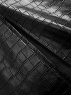 Crocodile Faux Leather Ruched Midi Skirt