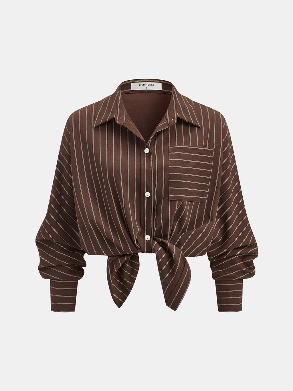 Loose Striped Knot Front Blouse