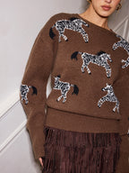 Zebra Pattern Knit Sweater