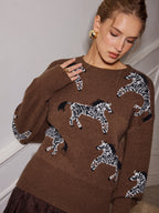Zebra Pattern Knit Sweater