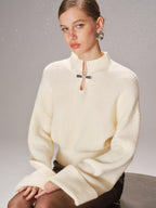 Metal Knot Detail Cuffed Sleeve Sweater