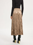 Crushed Velvet Elastic-Waist Maxi Skirt