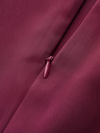 Draped Satin Mock Neck Blouse with Tie