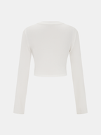 Cotton-Blend Knot-Front Cropped Top