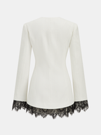Lace Trim Metal Button Blazer
