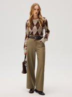 Color-Block Waist Wide-Leg Pants